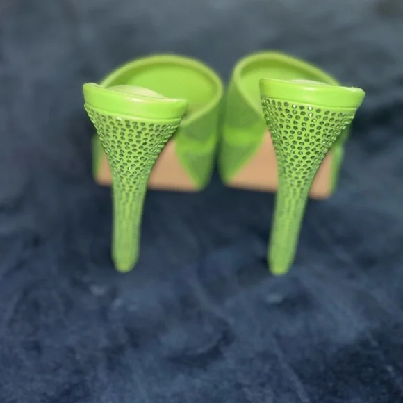 Public Desire Lime Green Rhinestone Heels - Picture 1 of 8